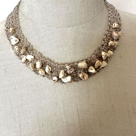 Beaded collar stone choker necklace - Picture 1 of 11
